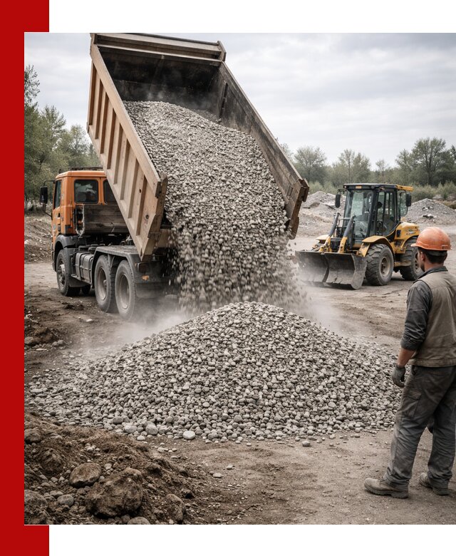 Доставка щебня в Карабулаке крупными и мелкими фракциями