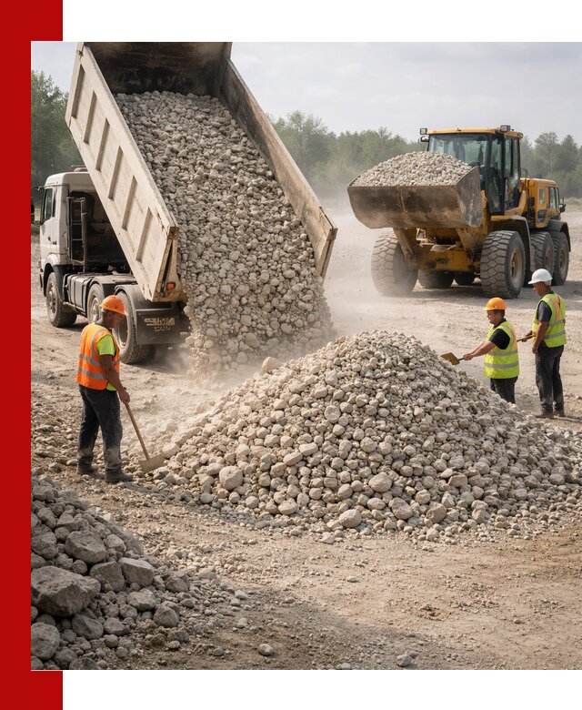 Доставка известнякового щебня фр. 40-70 в Карабулаке