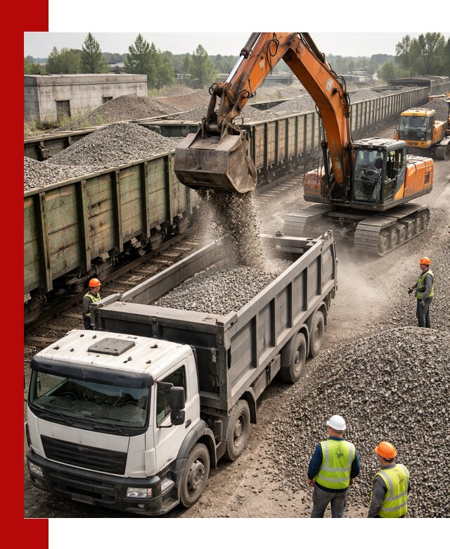 Железнодорожный щебень фракция 25–60 для поставок в Карабулаке