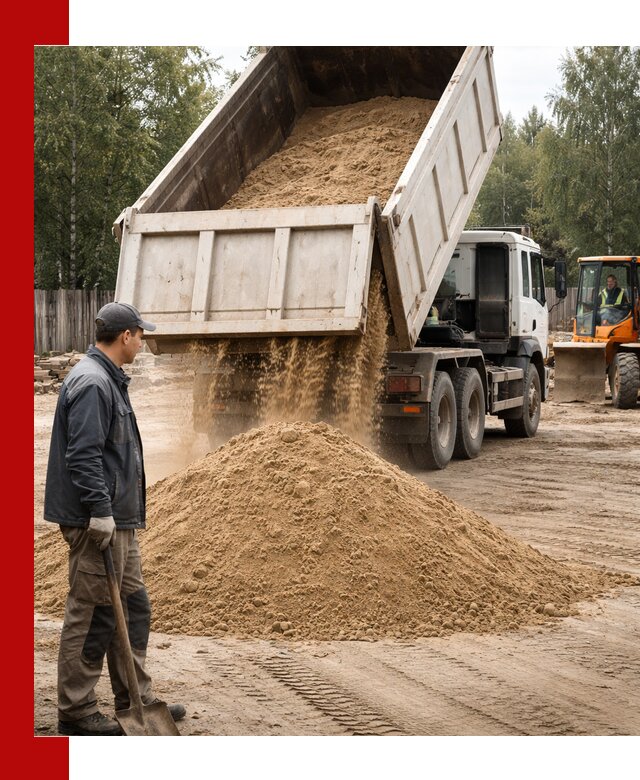 Доставка и продажа песка с разгрузкой в Карабулаке