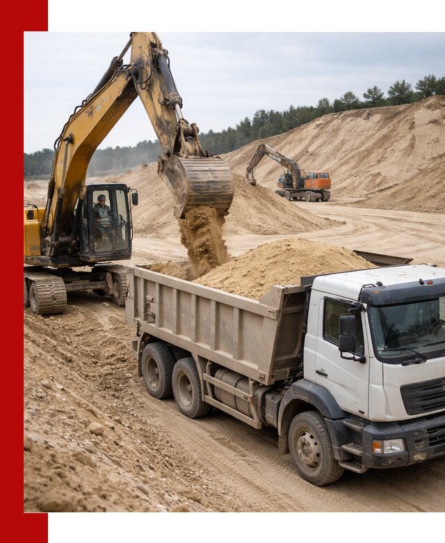 Доставка карьерного песка с самосвалами и разгрузкой в Карабулаке