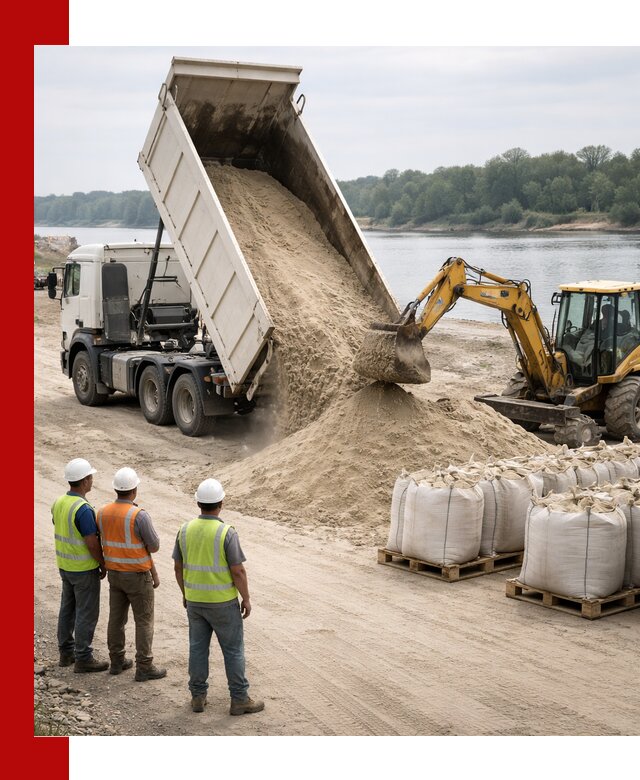 Доставка речного песка в Карабулаке самосвалами и погрузкой
