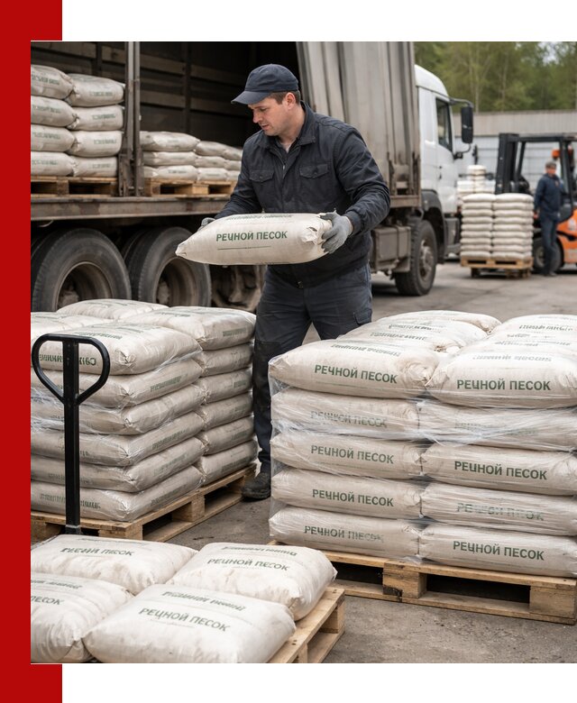 Речной песок в мешках с доставкой в Карабулаке