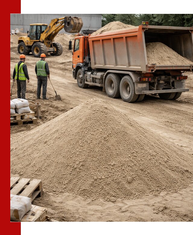 Доставка и продажа мытого речного песка в Карабулаке