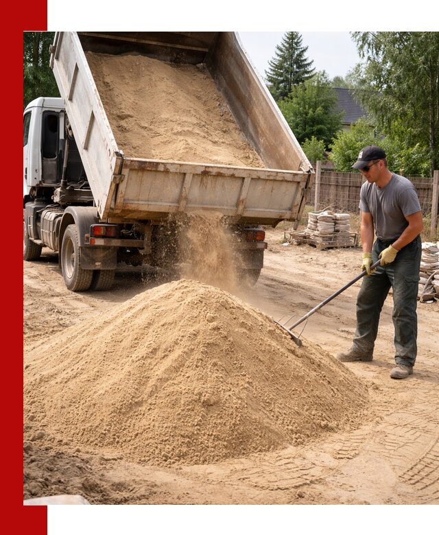 Доставка сухого песка самосвалами в Карабулаке