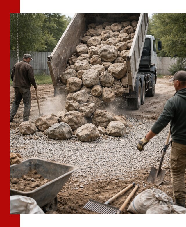 Доставка и укладка булыжника в Карабулаке