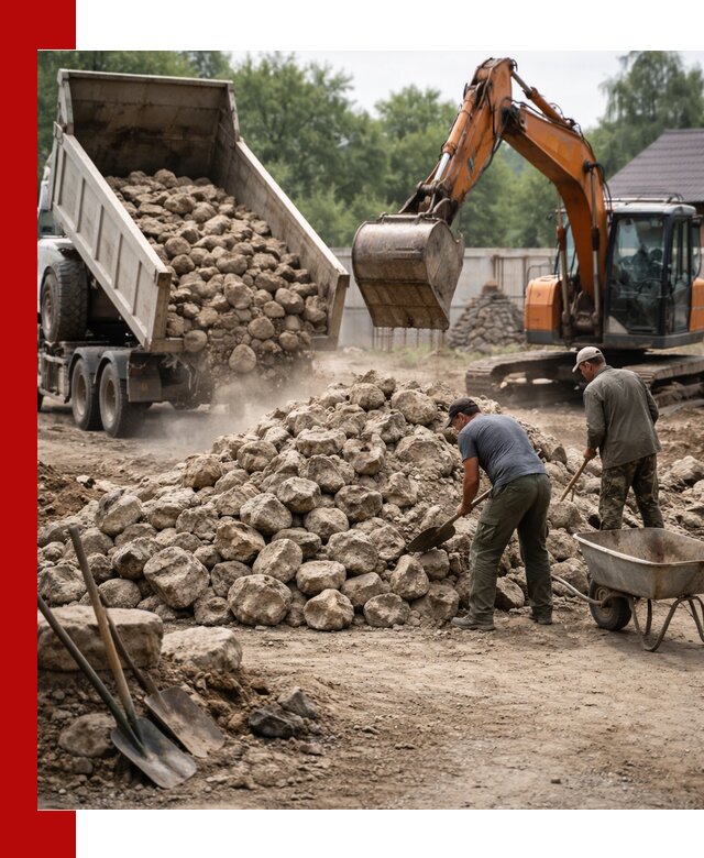 Доставка и разгрузка бутового камня в Карабулаке