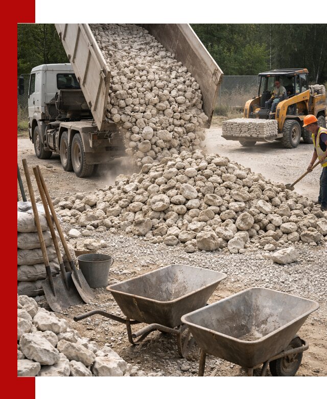 Доставка и продажа бутового известнякового камня в Карабулаке