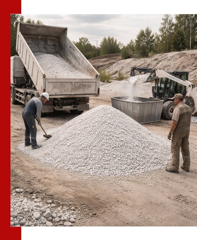 Доставка и продажа белой мраморной крошки в Карабулаке