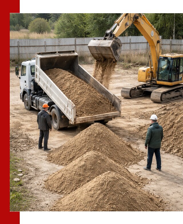 Доставка супеси вагонными и автопартиями в Карабулаке