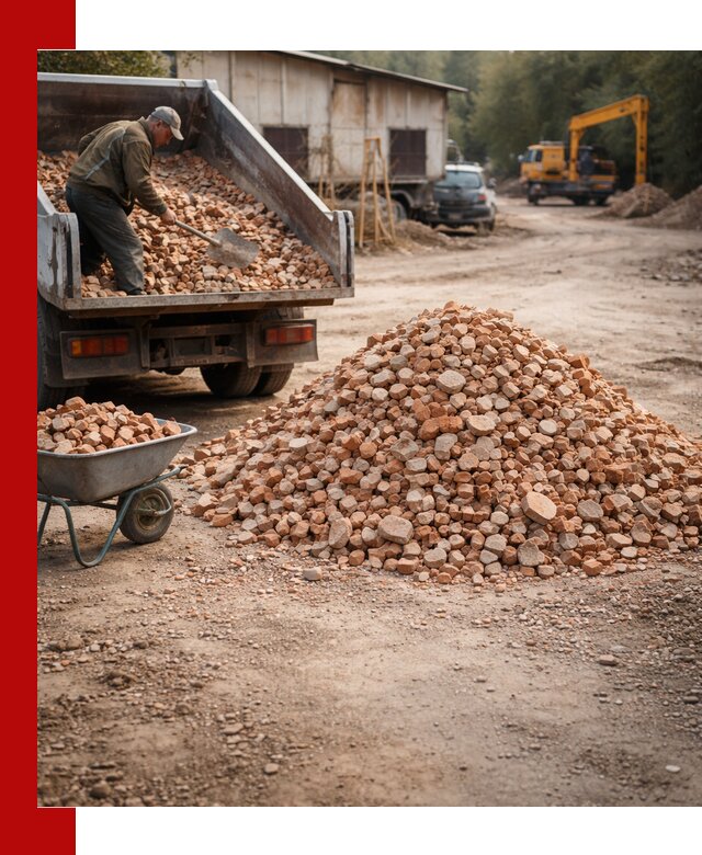 Доставка и подушка из боя кирпича с разгрузкой в Карабулаке